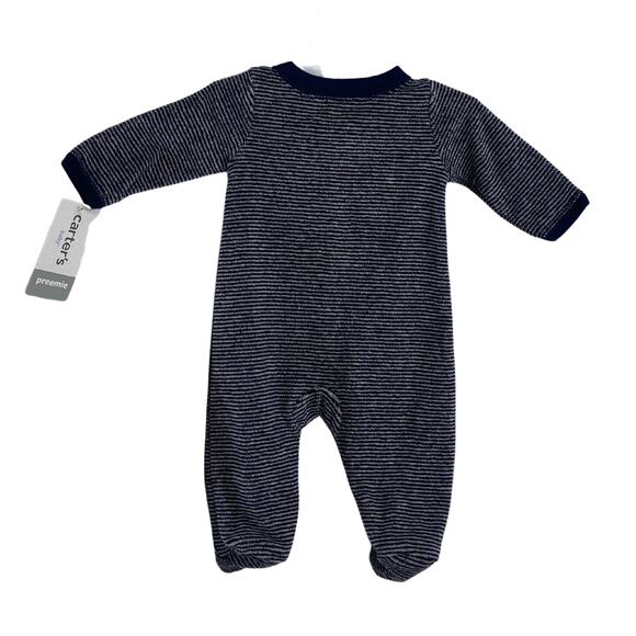 Carter's Navy Stripe Bear Sleeper Preemie NEW - Picture 3 of 6